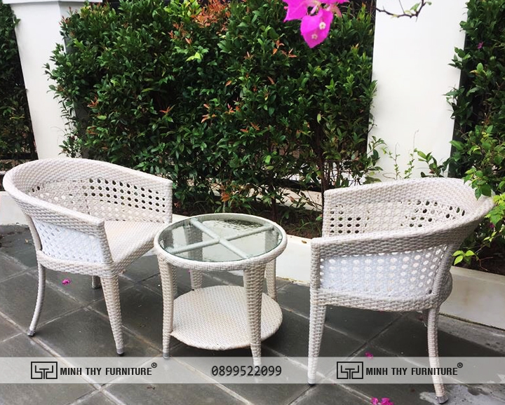 bàn ghế ban công mây nhựa ngoài trời