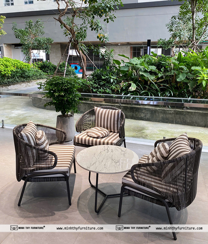 Bàn ghế cafe nhựa giả mây