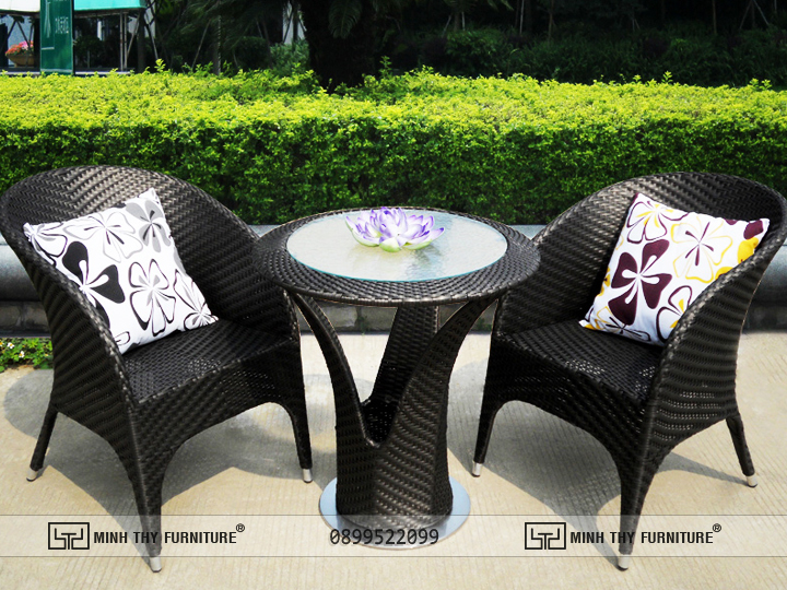 bàn ghế cafe giả mây ấn tượng MT278