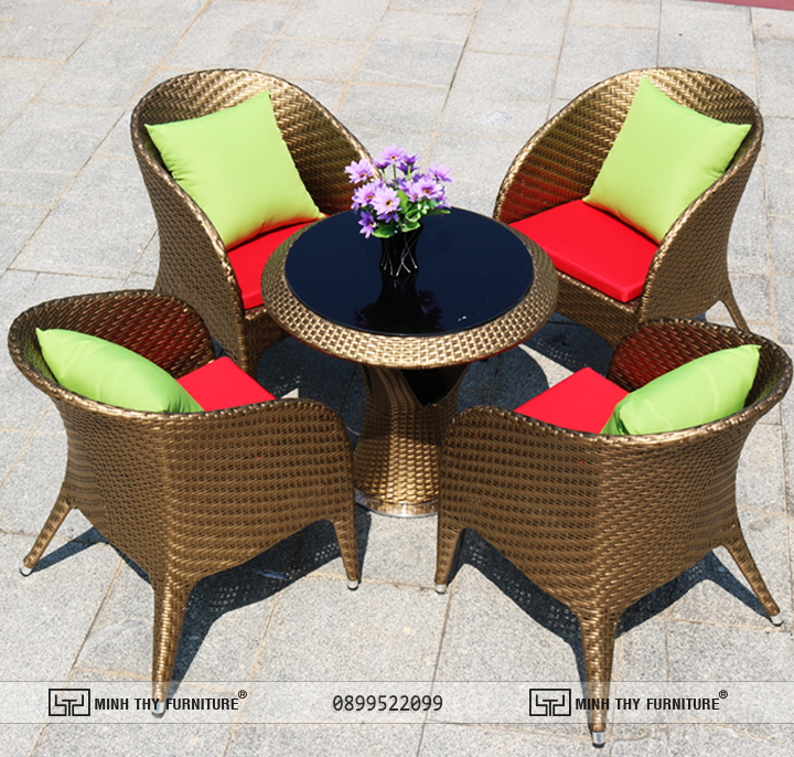 bàn ghế cafe giả mây ấn tượng MT278