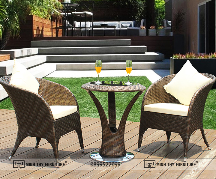 Bàn ghế cafe giả mây ấn tượng MT278