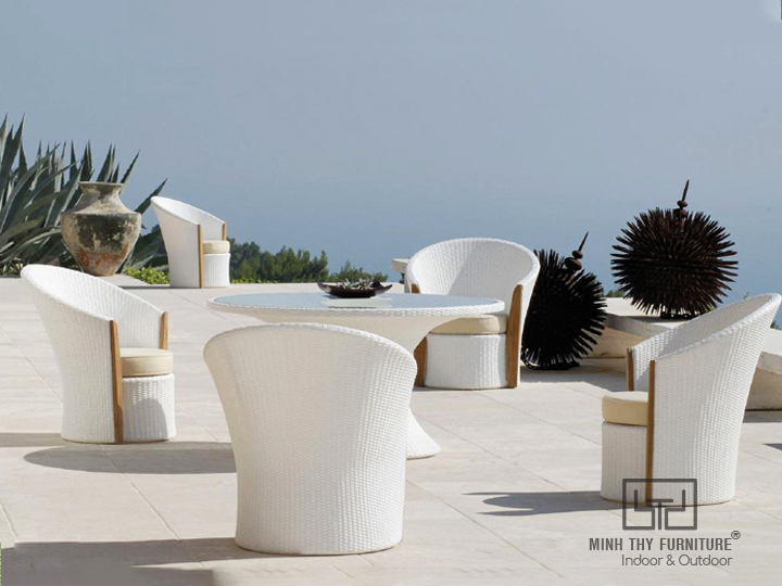 Bàn ghế cà phê giả mây sang trọng MT2A119
