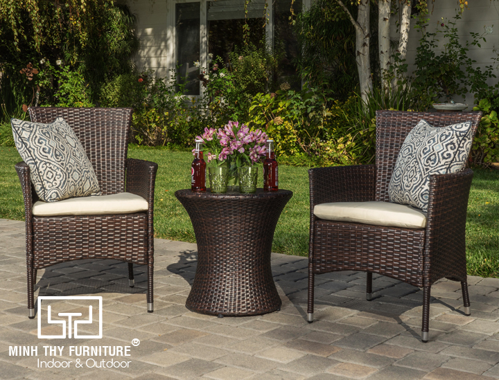 Bàn ghế cafe nhựa giả mây sân vườn