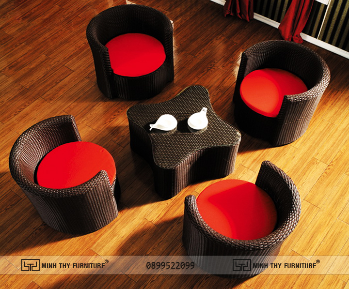 bàn ghế giả mây cho quán cafe MT2A142