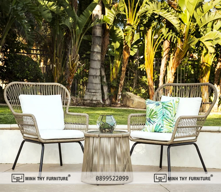 Bàn Ghế Mây Nhựa Ngoài Trời