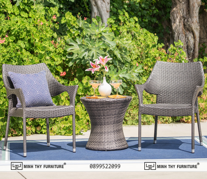 Bàn Ghế Ngoài Trời Nhựa Giả Mây