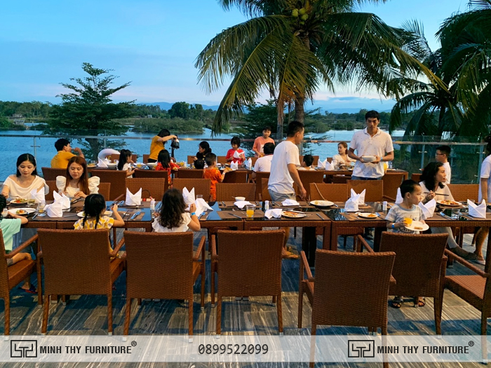 bộ bàn ghế giả mây ngoài trời