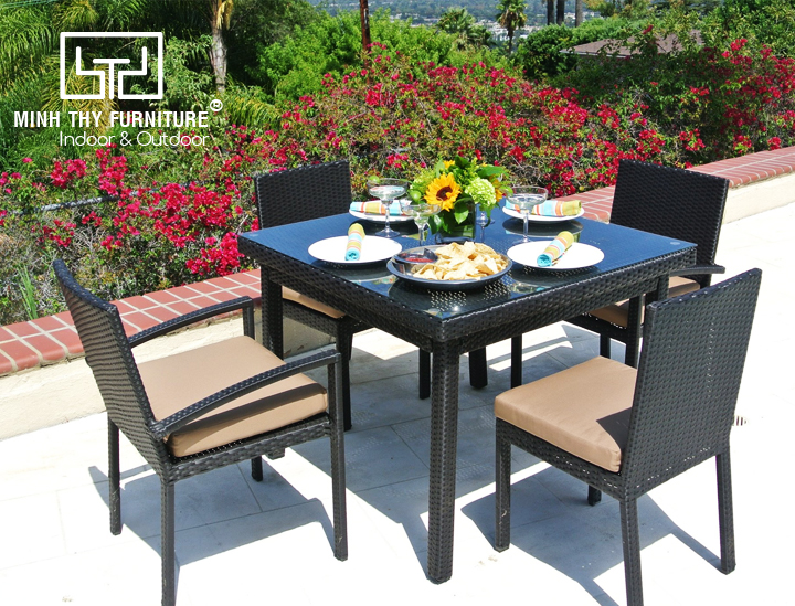 Bàn Ghế Nhựa Giả Mây Ngoài Trời