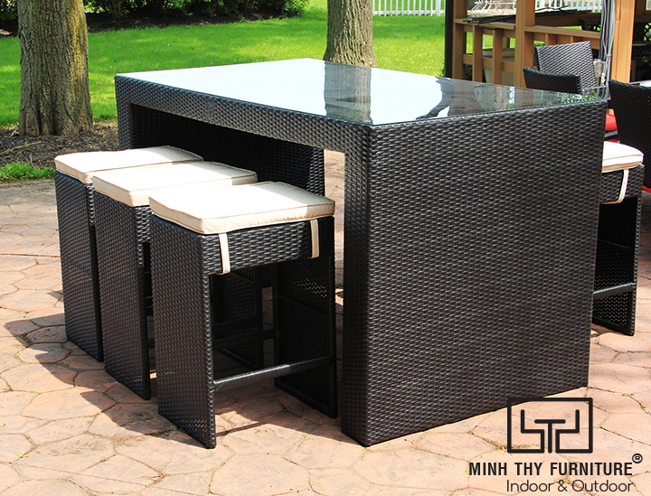 Bàn Ghế Quầy bar nhựa giả mây