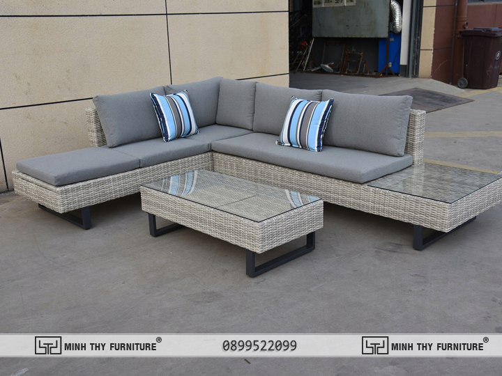 Bàn ghế sofa nhựa giả mây
