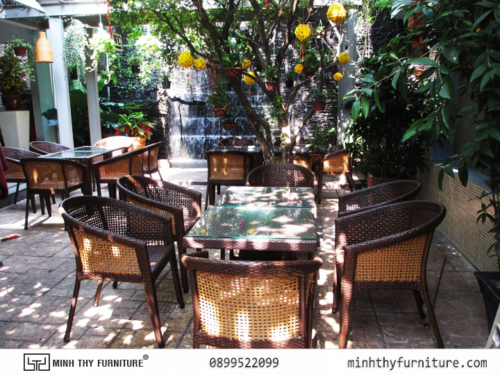 Bàn Ghế Mây Nhựa Ngoài Trời