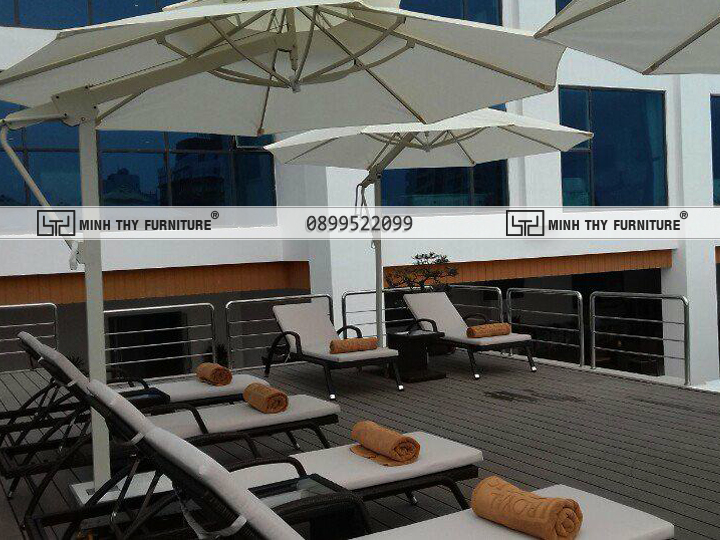 Ghế bể bơi ngoài trời nhựa giả mây