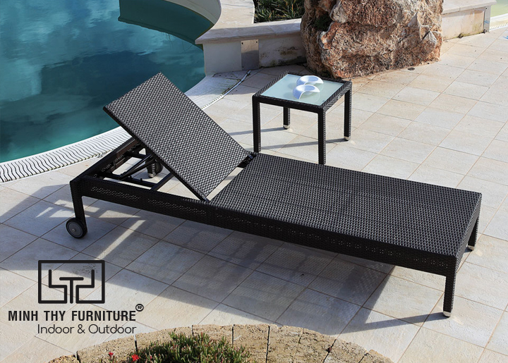 Ghế hồ bơi nhựa giả mây cao cấp