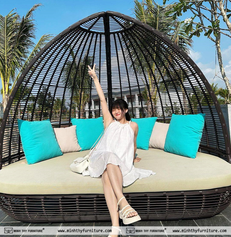 Ghế hồ bơi nhựa giả mây