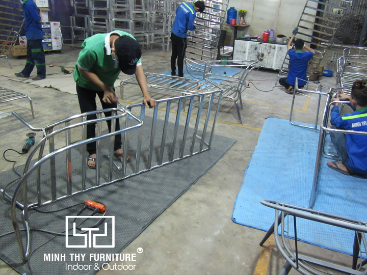 ghế hồ bơi mây nhựa MT4A58 khung inox 304