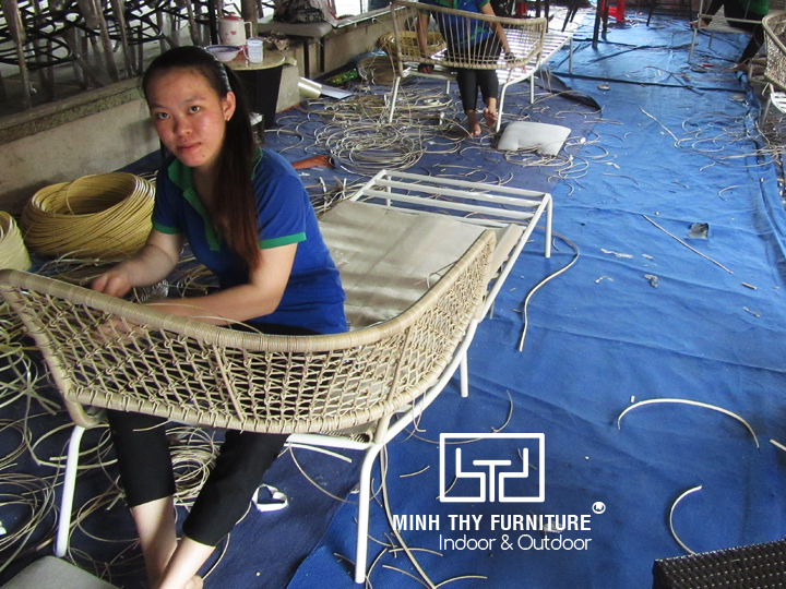 Đan ghế hồ bơi mây nhựa MT4A58 khung inox 304