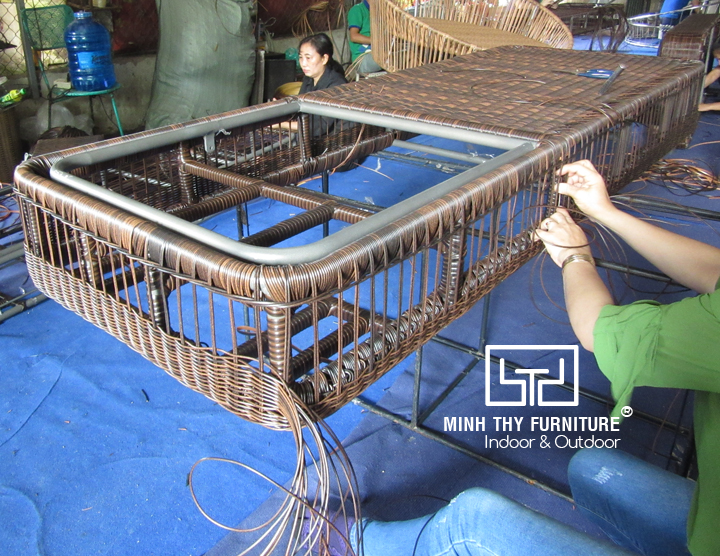 Đan tạo kiểu cho ghế hồ bơi khung nhôm