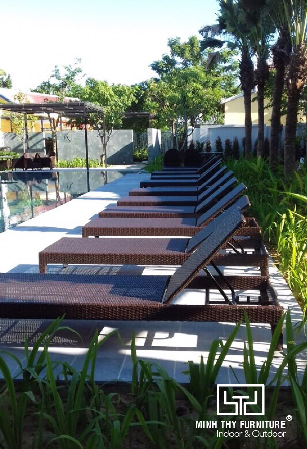 Ghế hồ bơi nhựa giả mây