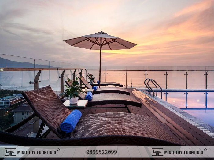 Ghế hồ bơi nhựa giả mây