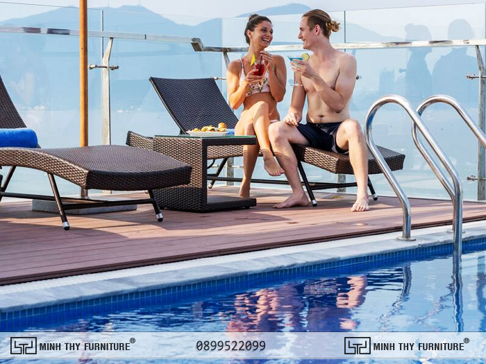 Ghế hồ bơi nhựa giả mây