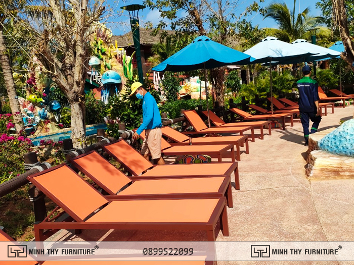 Ghế hồ bơi vải lưới textilene