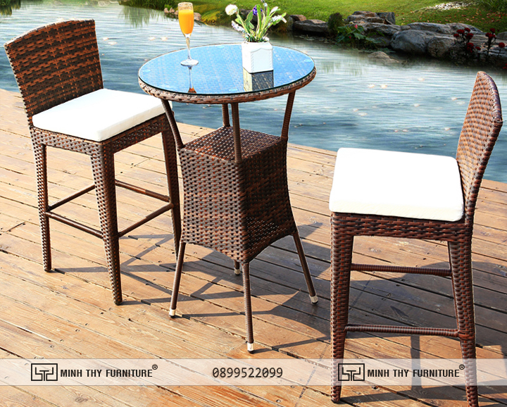 ghế quầy bar nhựa giả mây