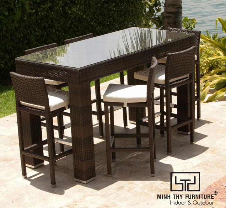 Ghế quầy bar nhựa giả mây cao cấp