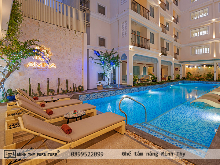 Ghế tắm nắng nhựa giả mây