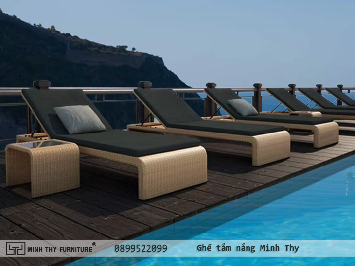 Ghế tắm nắng nhựa giả mây