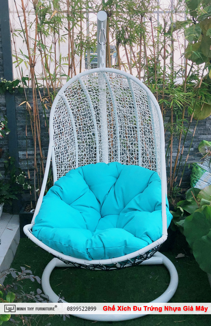 Xích đu trứng nhựa giả mây sân vườn