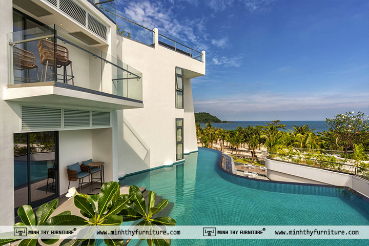 Bộ bàn ghế quầy bar giả mây