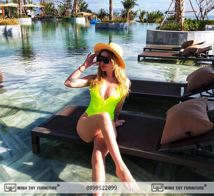 Ghế hồ bơi vải lưới textilene