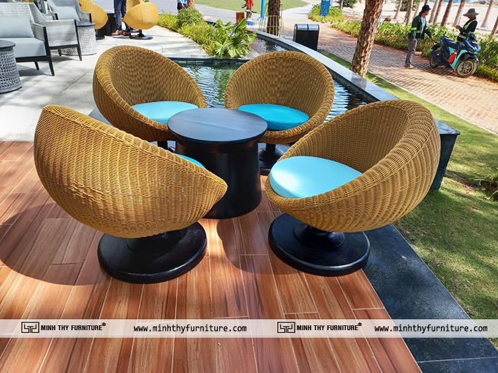 Sale Gallery Charm Resort Hồ Tràm Chọn Minh Thy Furniture cung cấp Bàn Ghế Giả Mây, Sofa Mây Nhựa