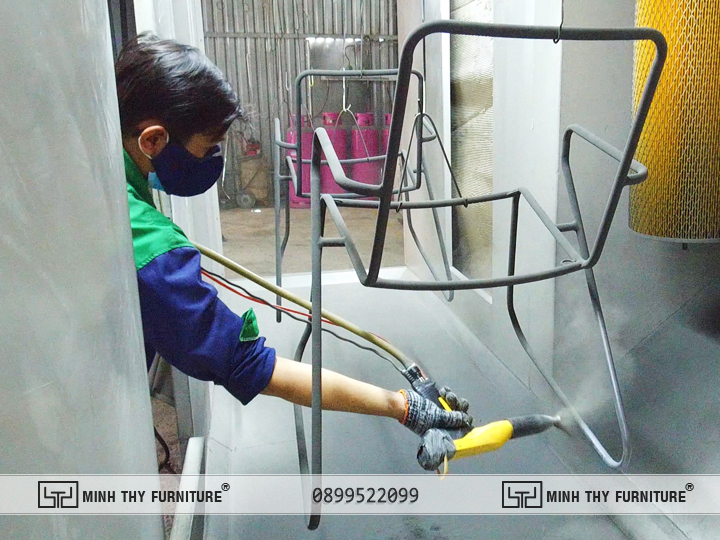 Sơn Tĩnh Điện Khung Ghế Cafe Đan Dây Dù