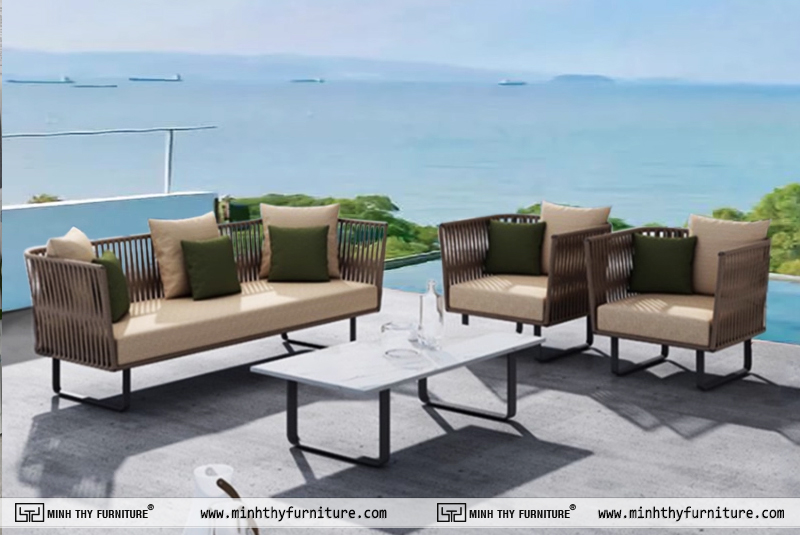 sofa nhựa giả mây
