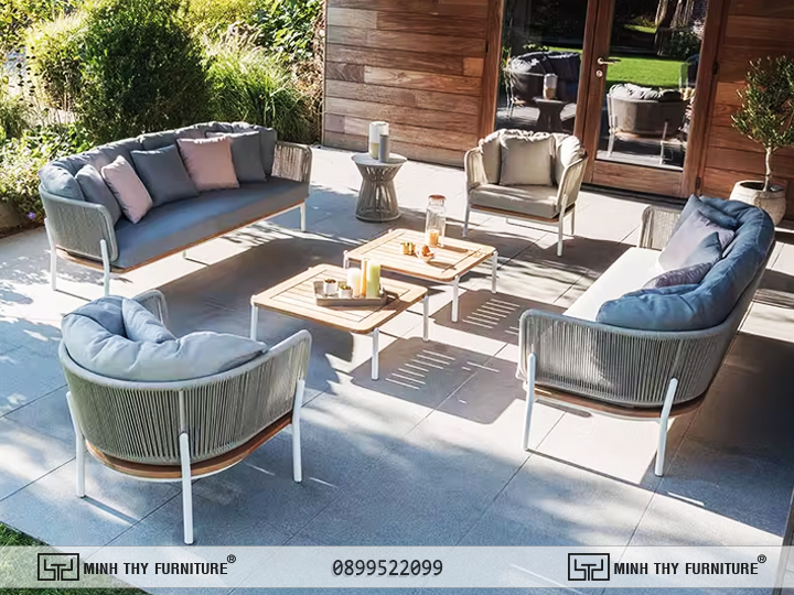 Sofa mây nhựa phòng khách tô điểm không gian nhà bạn