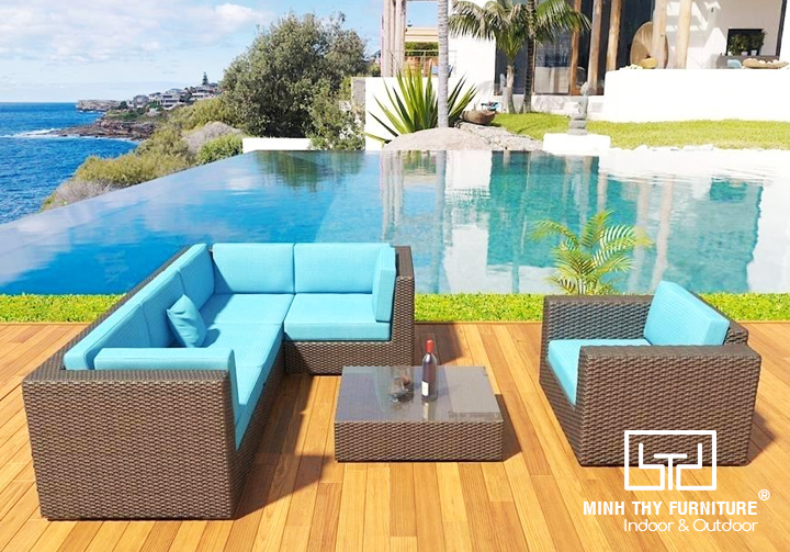 Sofa giả mây ngoài trời là sự lựa chọn hàng đầu cho phong cách kiến trúc hiện đại