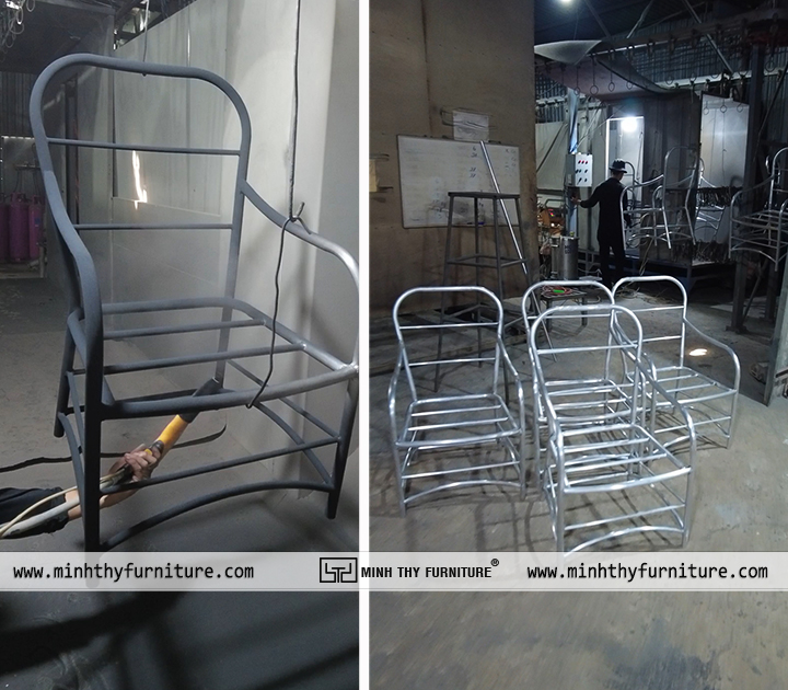 sơn tĩnh điện tại xưởng nội thất Minh Thy với quy trình khép kín