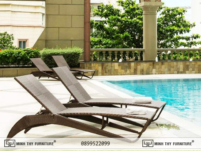 Ghế hồ bơi nhựa giả mây