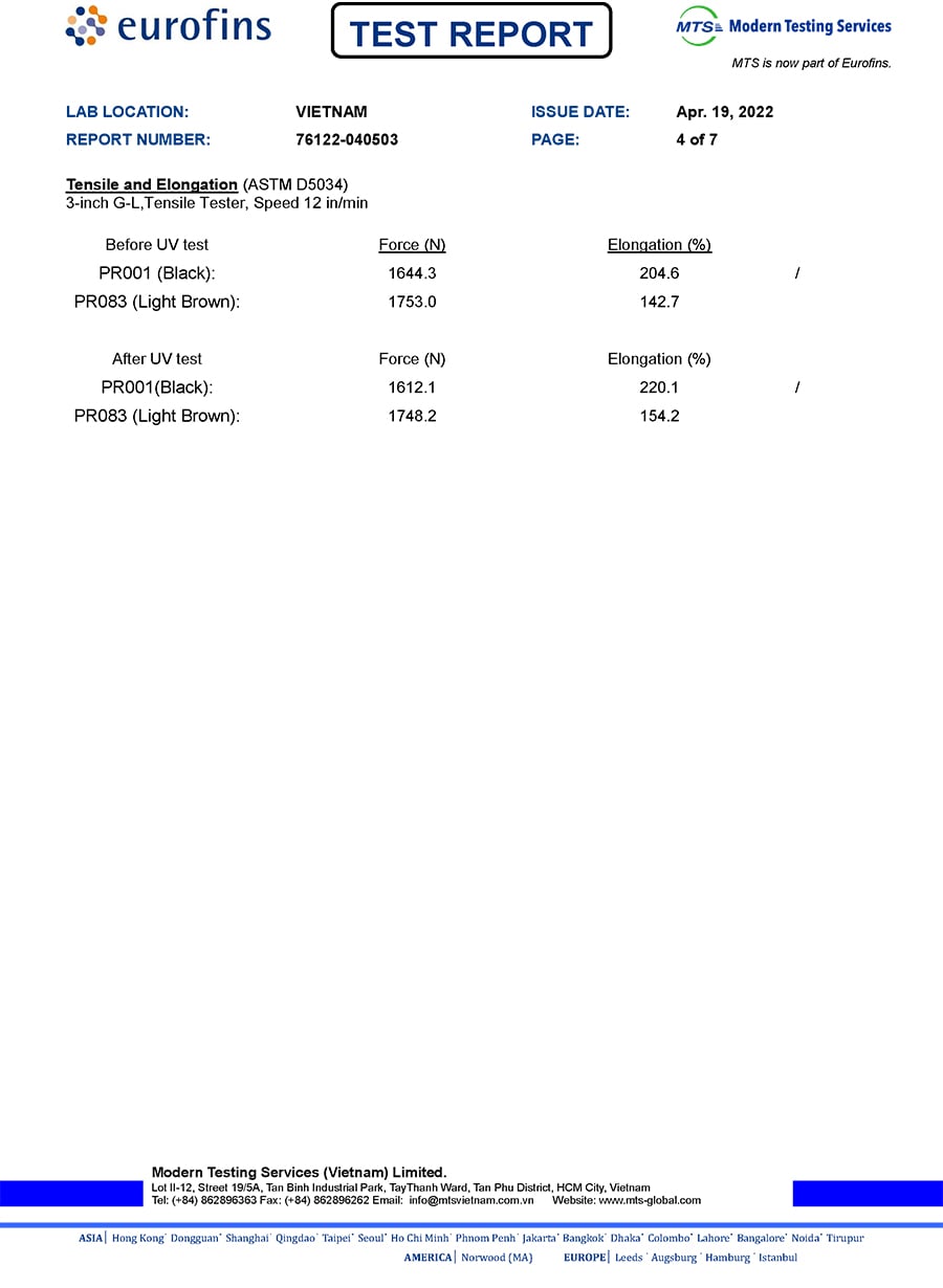 Test uv dây dù đan ghế nội thất minh thy