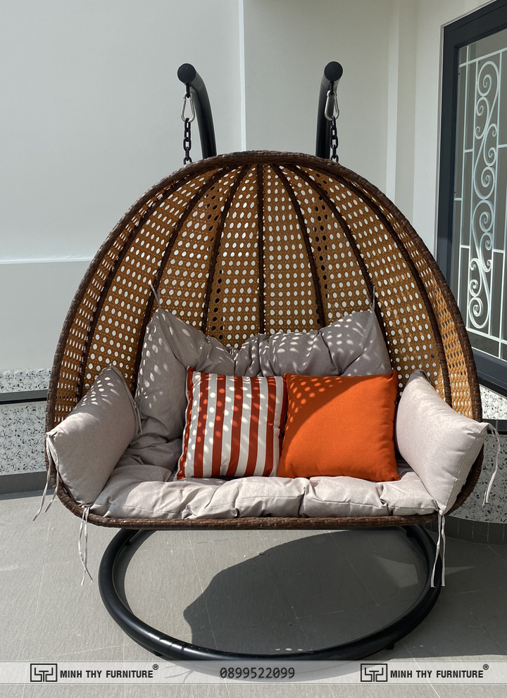 Xích Đu Đôi Nhựa Giả Mây Ngoài Trời MT936