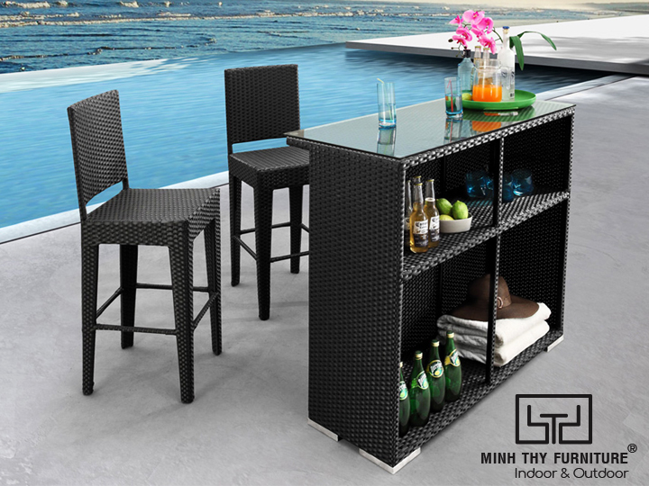 GHẾ QUẦY BAR NHỰA GIẢ MÂY MT850