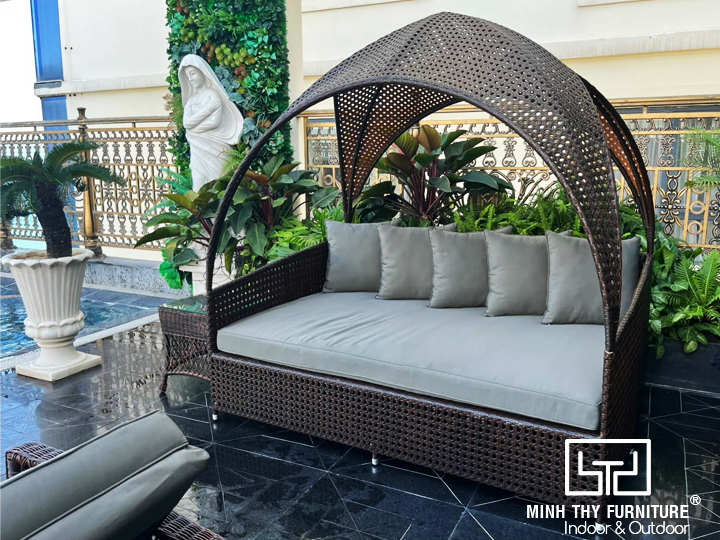 Ghế Hồ Bơi Có Mái Che Giả Mây