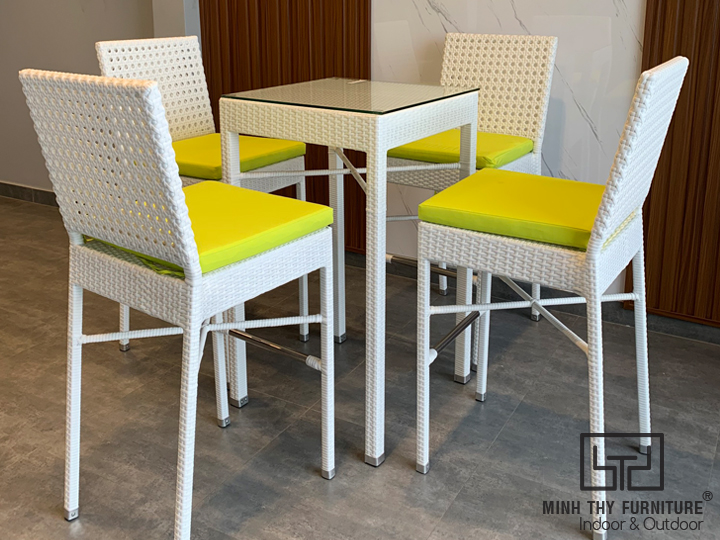 Bàn Ghế Quầy Bar Nhựa Giả Mây