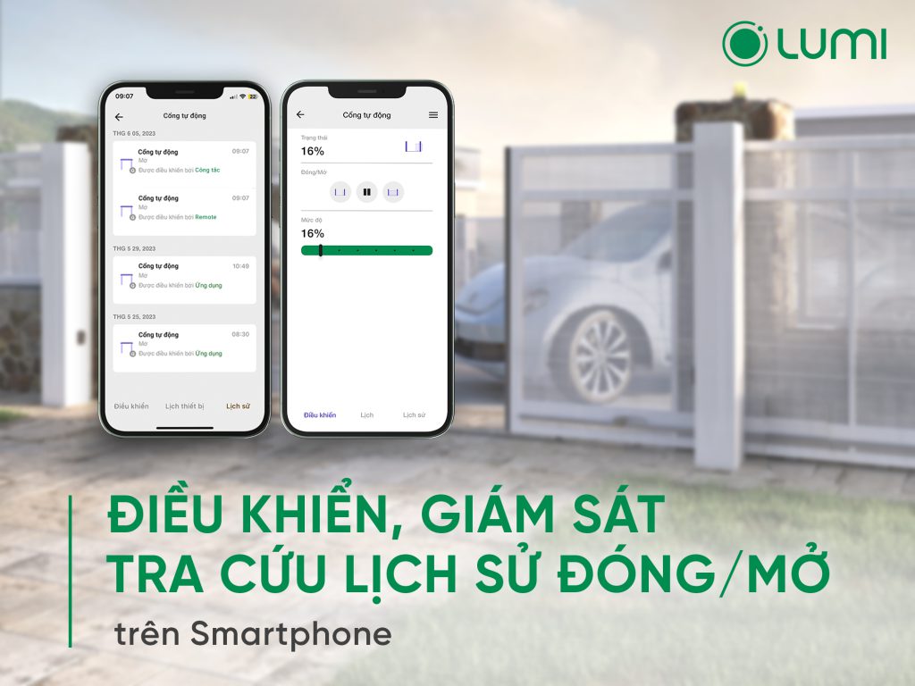 Tích hợp Smart Gate Module vào cửa cổng tự động người dùng hoàn toàn có thể điều khiển, giám sát và tra cứu lịch sử đóng/mở trên smartphone