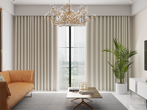 Phòng khách sang trọng với rèm vải nhập khẩu từ Nhật Bản