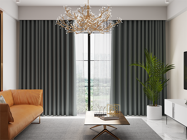 Phòng khách sang trọng với rèm vải nhập khẩu từ Nhật Bản