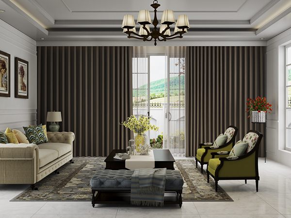 Mẫu vải rèm thổ cẩm Thổ Nhĩ Kỳ tông nâu đất sang trọng