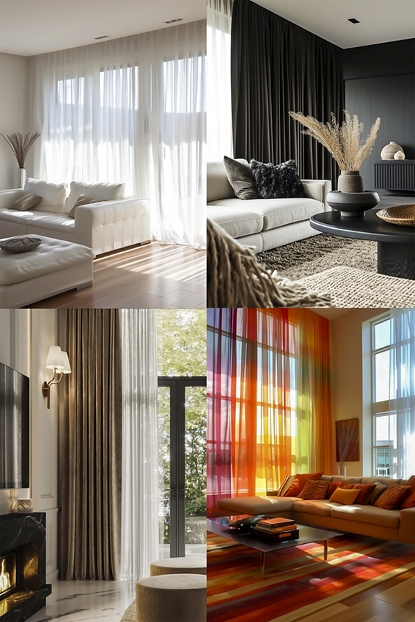 Rèm cửa và nội thất vải với màu sắc đa dạng góp phần định hình phong cách thiết kế và cảm xúc không gian sống