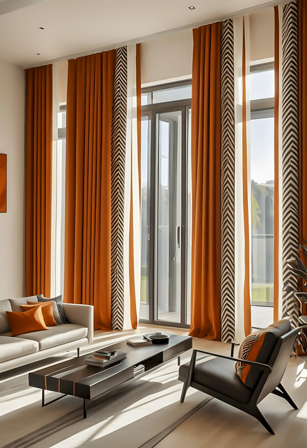 Rèm cửa và nội thất vải với màu sắc đa dạng góp phần định hình phong cách thiết kế và cảm xúc không gian sống